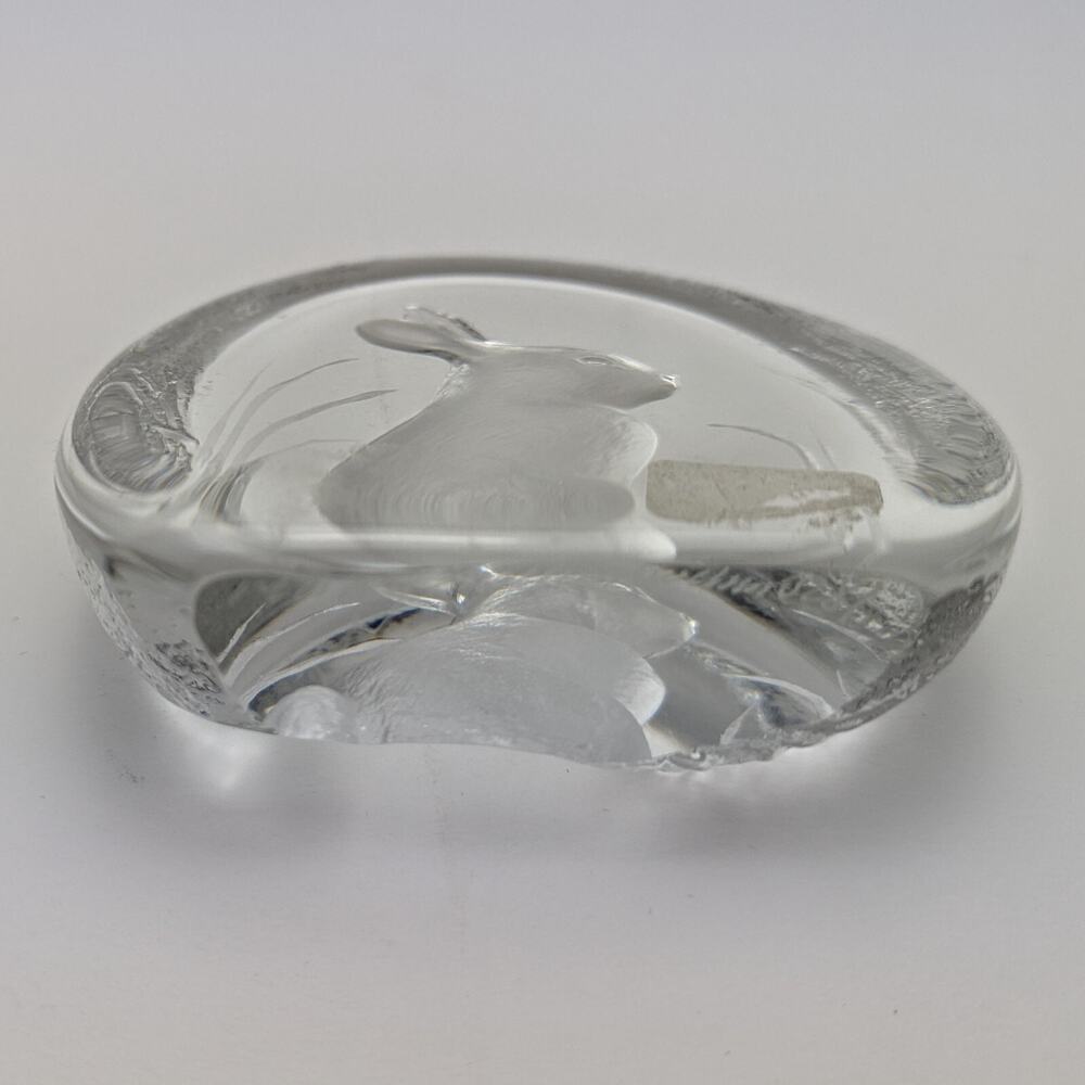 Mats Jonasson Sweden Signed Crystal Rabbit Paperweight Figurine Easter Bunny - Picture 12 of 12